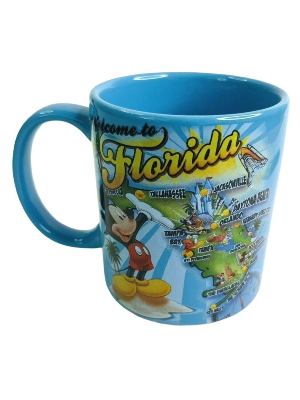 Disney Mug Mickey Mouse Welcome To Florida Coffee Cup by Jerry Leigh 3.5" Tall
